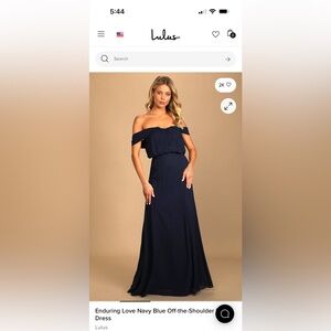 Off-Shoulder Navy Maxi Dress
